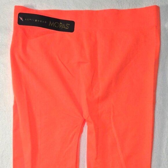 Mopas Orange Nylon Cropped Capri High Rise Athletic Yoga Gym Leggings Free Size - Picture 2 of 6